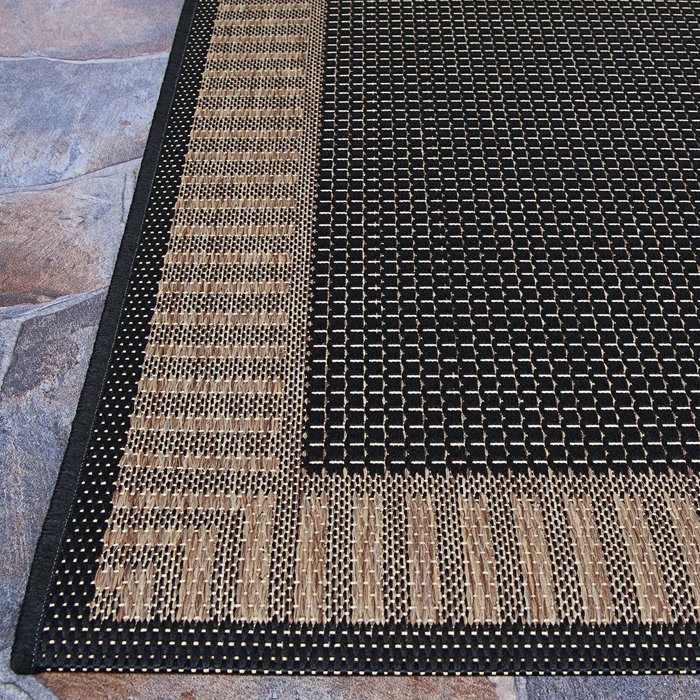 Breakwater Bay Sania Flatweave Black / Cocoa Brown Indoor/Outdoor Rug